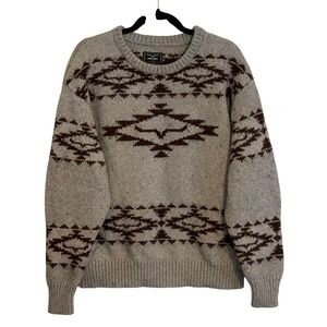 Kimes Ranch Mens Large Gray Southwestern Wool Blend Geometric Crewneck Sweater
